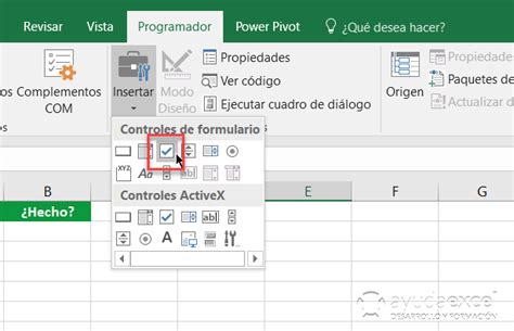 como poner un check en excel|CASILLAS DE VERIFICACIÓN EN EXCEL